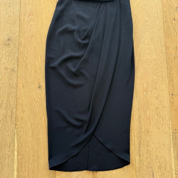 Shona Joy Core Knot Halter Neck Navy Blue Cocktail Midi Party Dress Size 6 Small - Picture 3 of 9